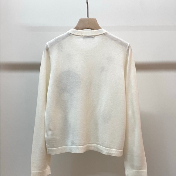 Alice + Olivia Cream Cardigan with Red and Black Design - Picture 2 of 5